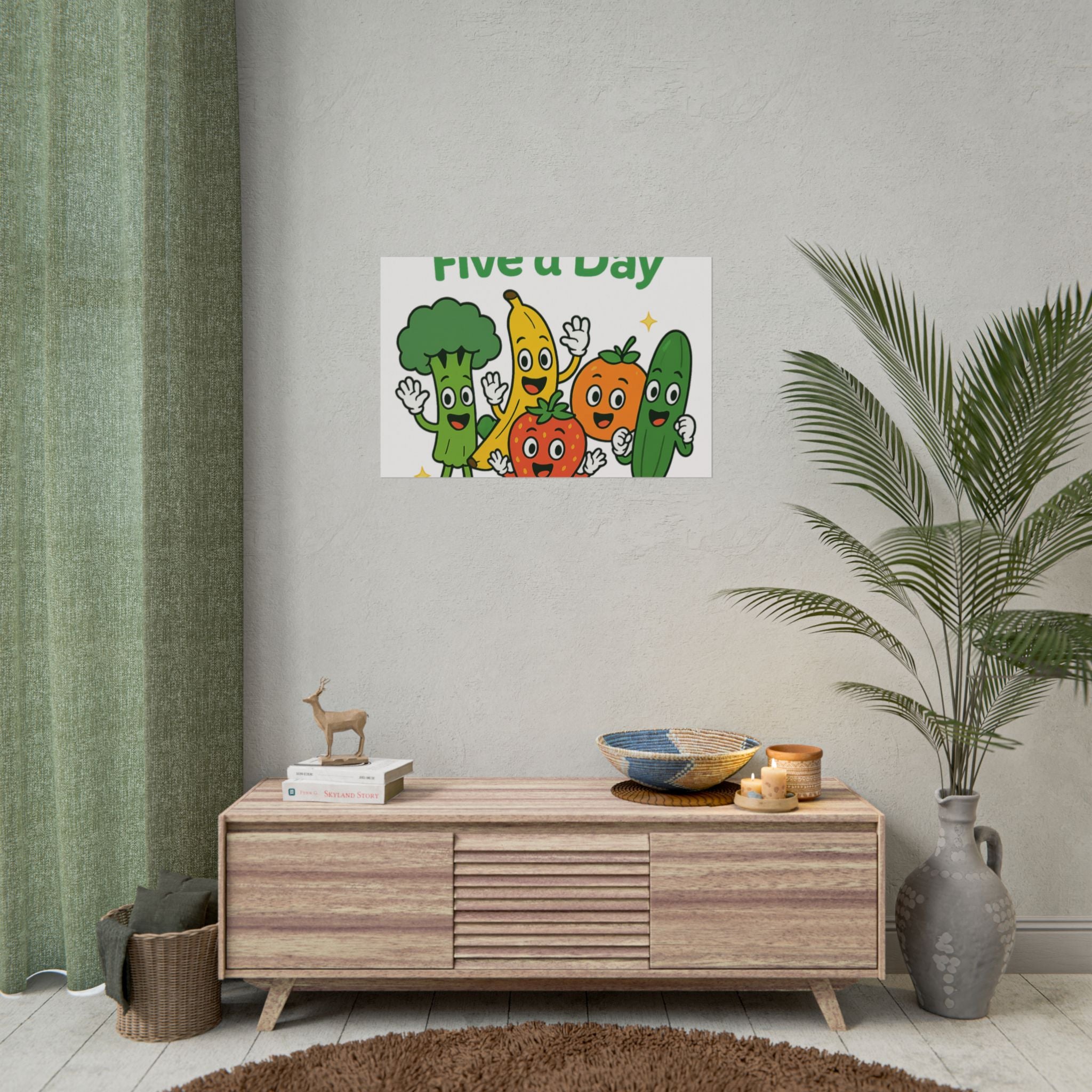 Rolled Poster — "Get Your Five a Day" Cute Fruit & Veggie Wall Art