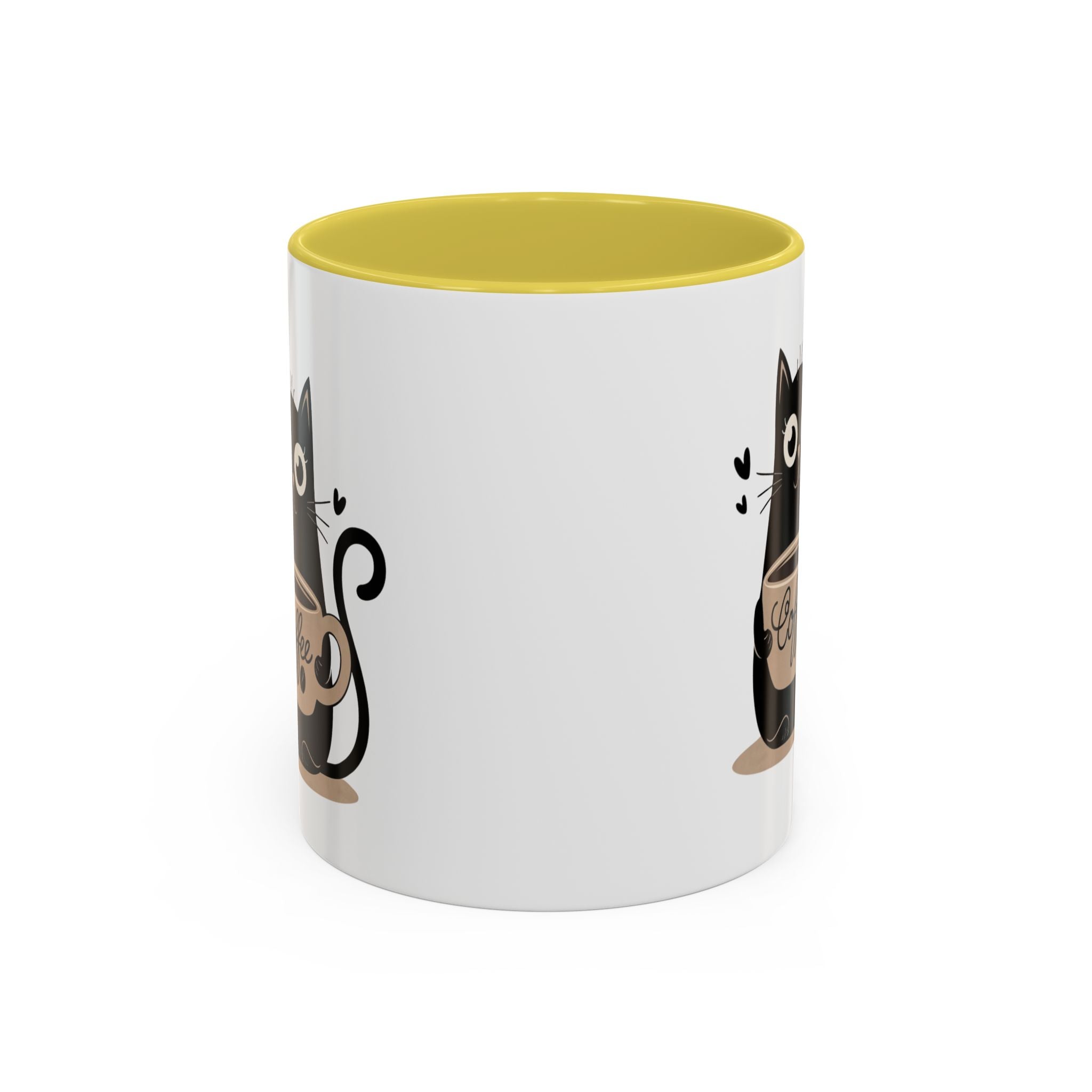 Cat Coffee Mug — Cute Black Cat Holding 'Coffee' Ceramic Mug (11oz & 15oz)