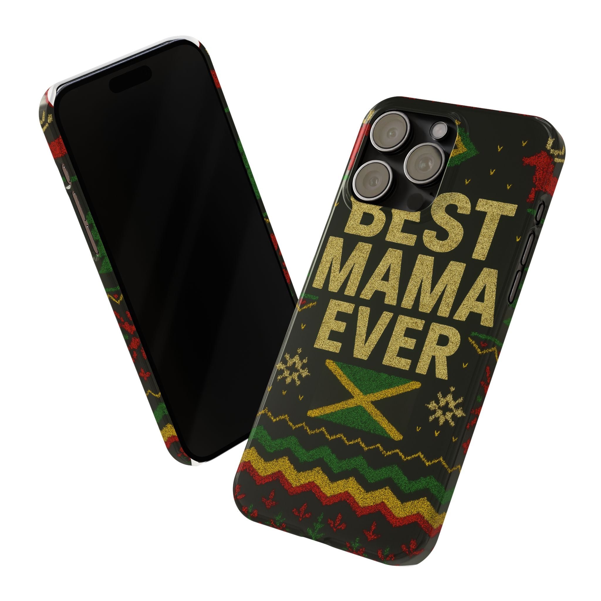 Slim Phone Case — 'Best Mama Ever' Jamaican Reggae Pattern