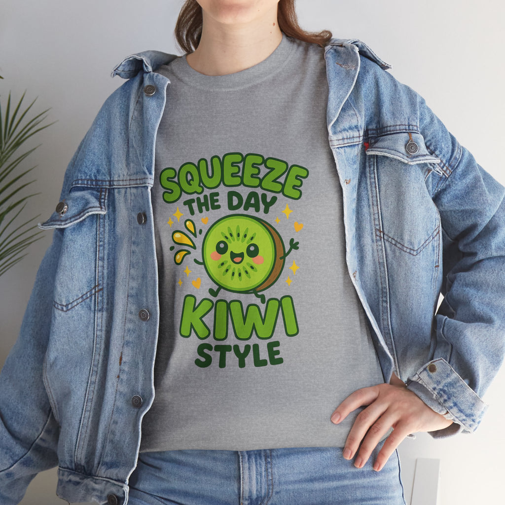 Kiwi Style Graphic Tee, Fun Unisex Cotton Shirt, Cute Fruit T-Shirt, Casual Summer Wear, Gift for Fruit Lovers, Squeeze the Day Tee