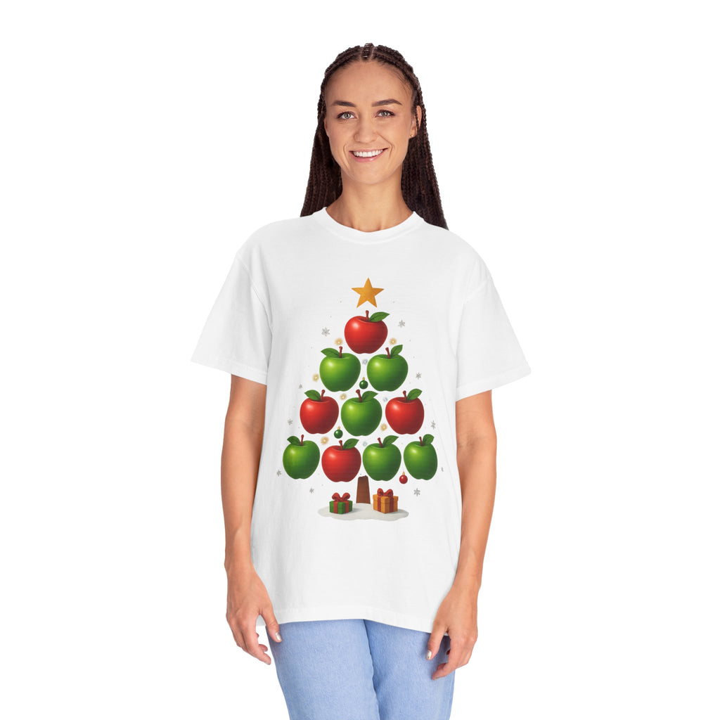Apple Christmas Tree T-Shirt — Holiday Fruit Tree Graphic Tee
