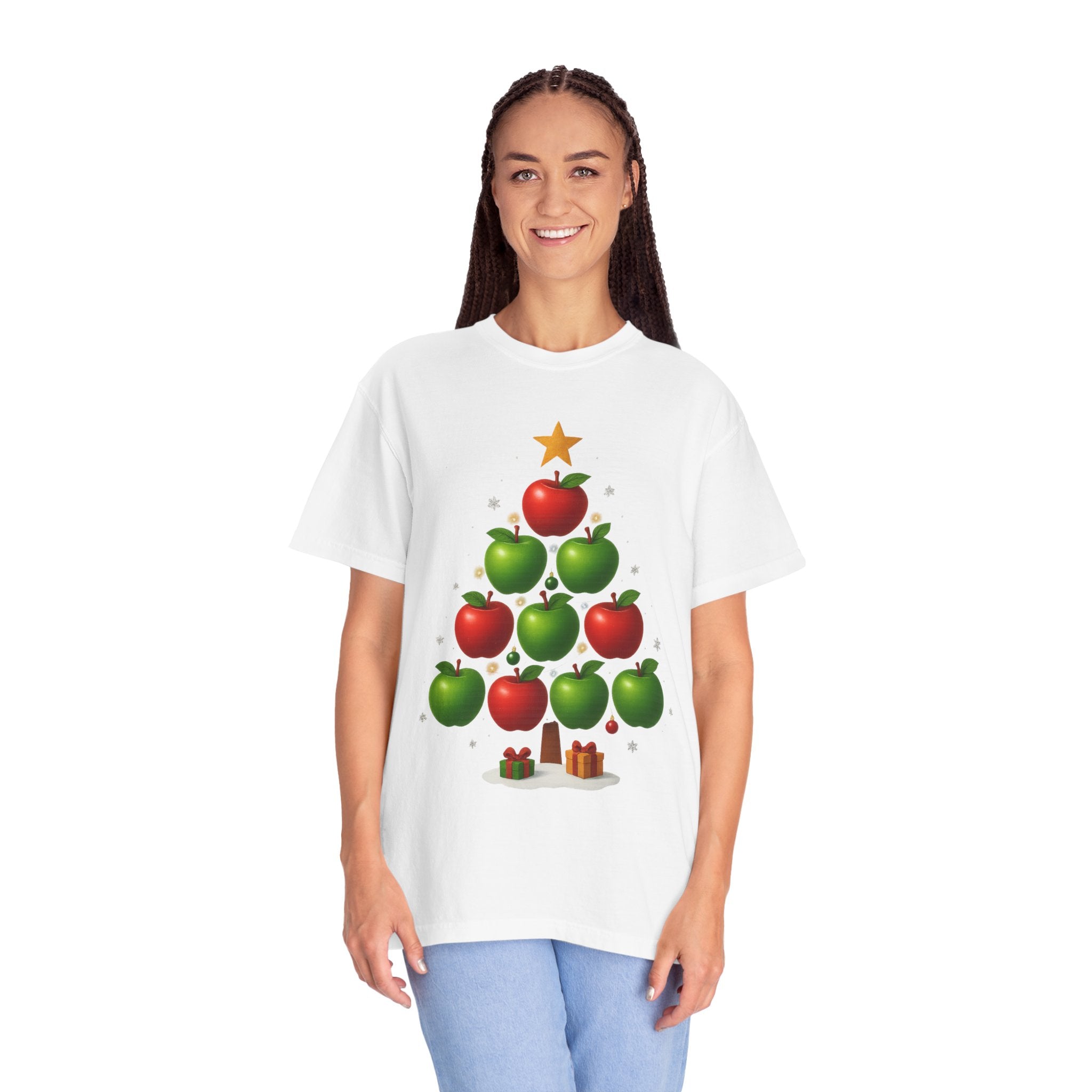Apple Christmas Tree T-Shirt — Holiday Fruit Tree Graphic Tee