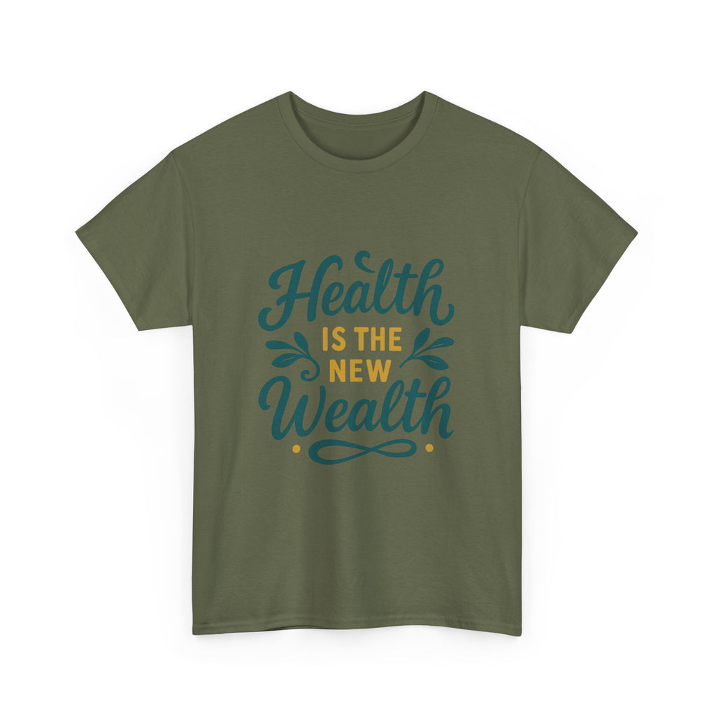Health is the New Wealth Unisex Heavy Cotton Tee, Motivational T-Shirt, Wellness Gift, Inspirational Apparel, Casual Wear