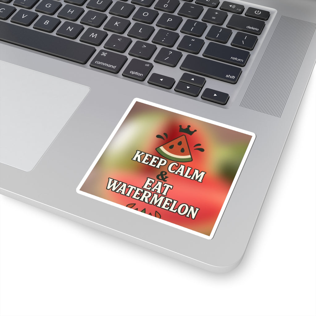 Keep Calm & Eat Watermelon Stickers, Fun Fruit Stickers, Summer Vibes Decals, Cute Laptop Stickers, Gift for Foodies