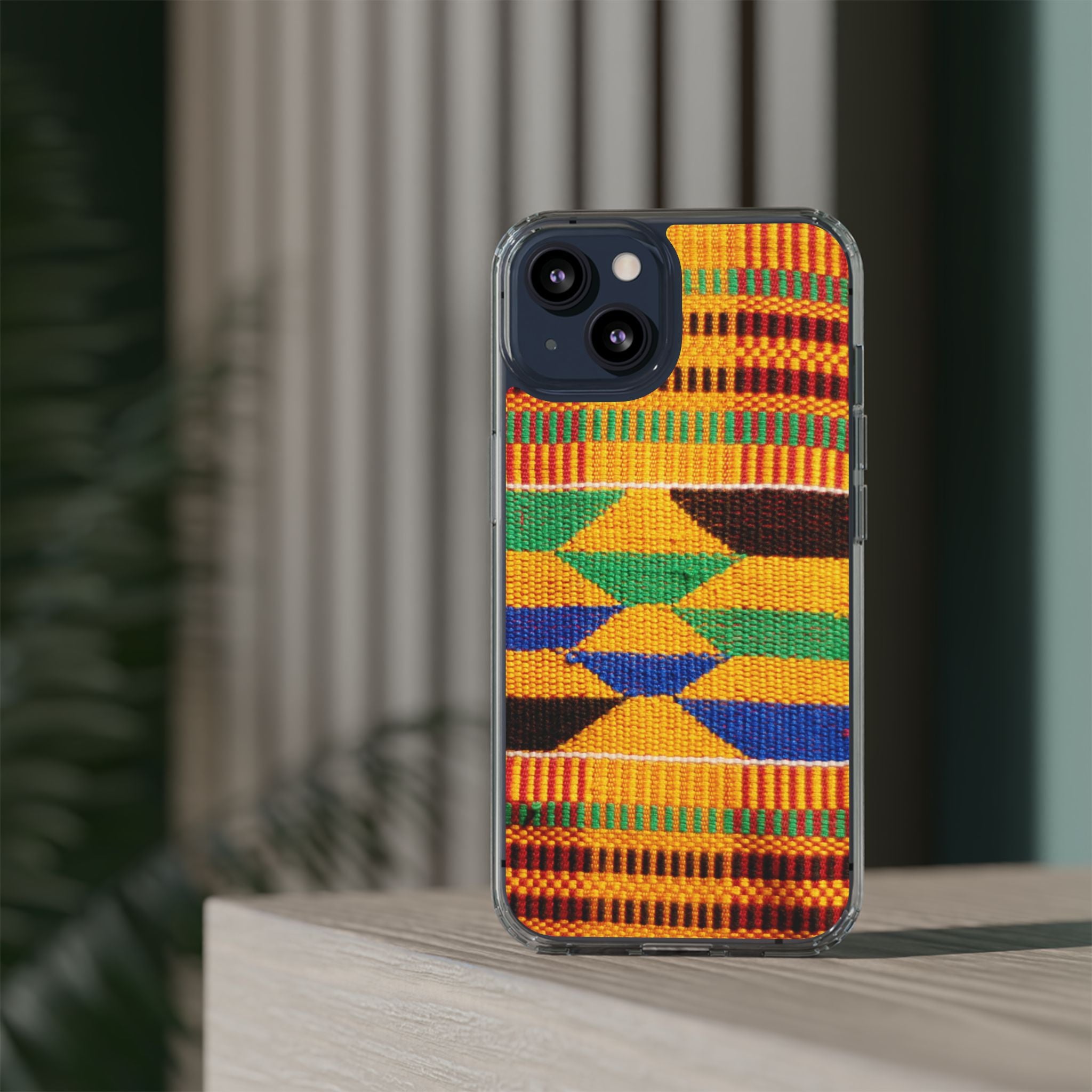 Kente Pattern Clear Impact-Resistant Phone Case