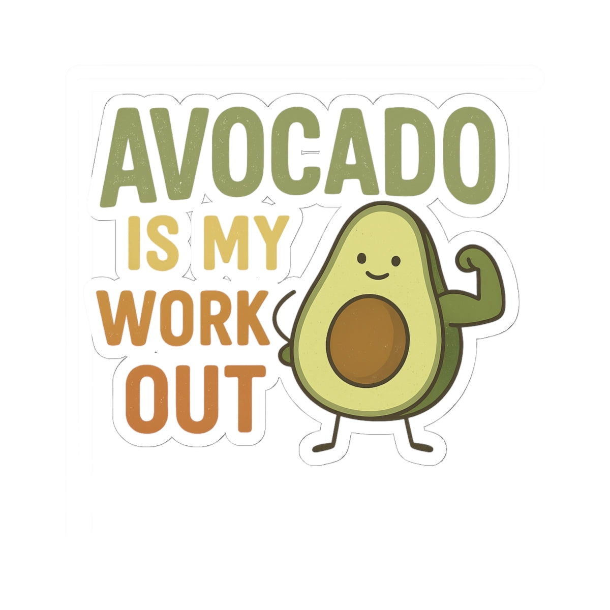 Avocado Workout Kiss-Cut Stickers - Fun Gym Motivation, Fruit Lover Gifts, Cute Exercise Decals, Laptop & Water Bottle Decor