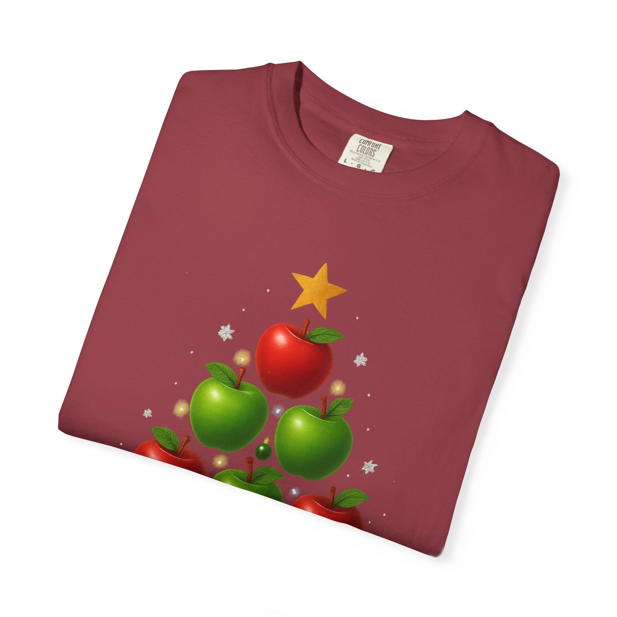Apple Christmas Tree T-Shirt — Holiday Fruit Tree Graphic Tee