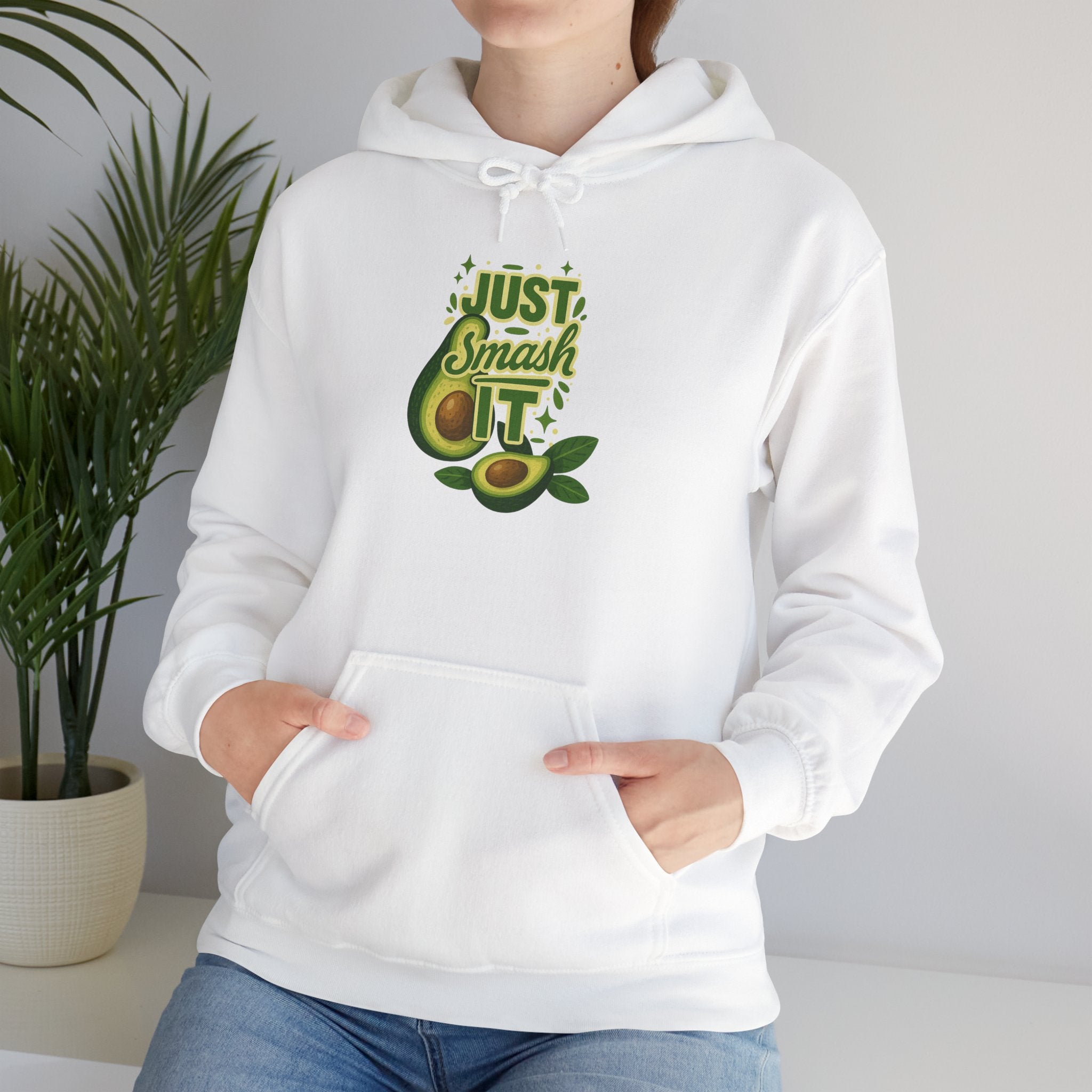 Avocado Lover Hoodie | Just Smash It Sweatshirt, Cute Foodie Gift, Cozy Casual Wear, Fall Fashion, Kitchen Decor