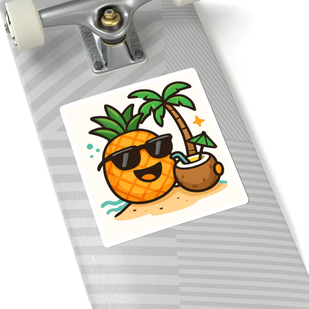 Tropical Pineapple Kiss-Cut Stickers | Fun Summer Decor, Laptop Stickers, Beach Party Favors, Gift for Ocean Lovers