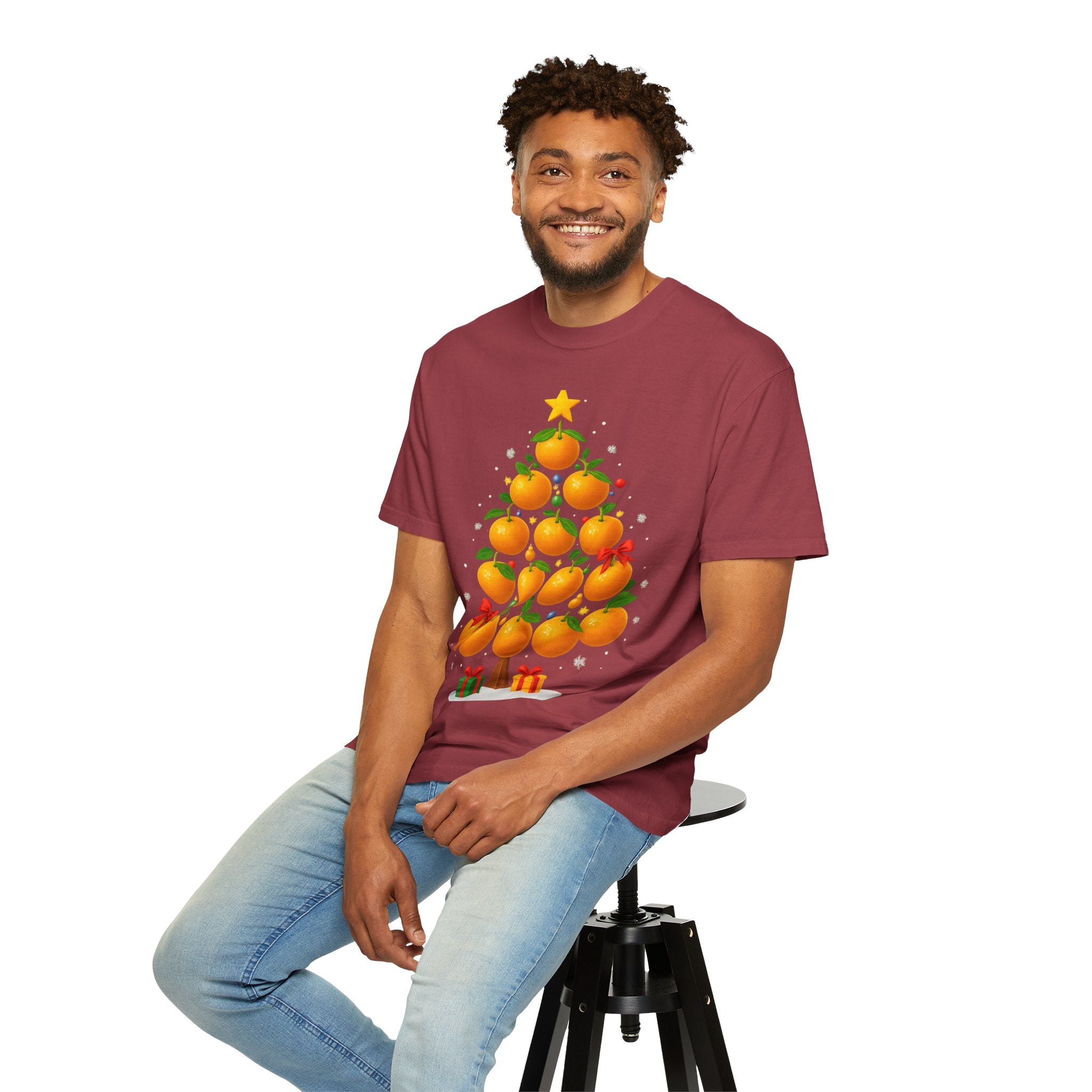 Orange Christmas Tree T-Shirt — Festive Citrus Holiday Tee