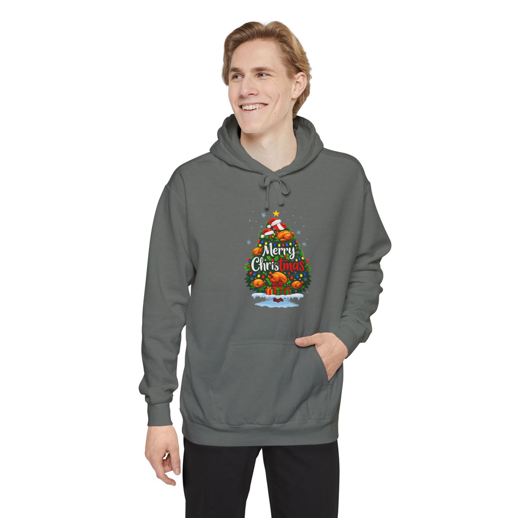 Christmas Tree Graphic Hoodie — "Merry Christmas" Holiday Sweatshirt