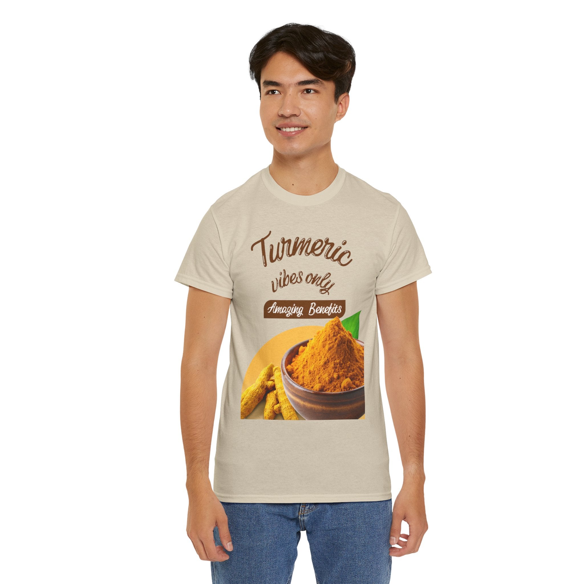 Turmeric Vibes Only Tee, Relaxed Unisex Cotton Shirt for Wellness Lovers, Great for Gifts, Health & Wellness Events, Casual Everyday Wear