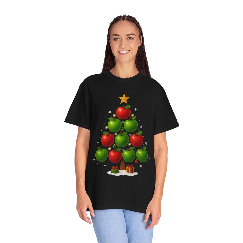 Apple Christmas Tree T-Shirt — Holiday Fruit Tree Graphic Tee