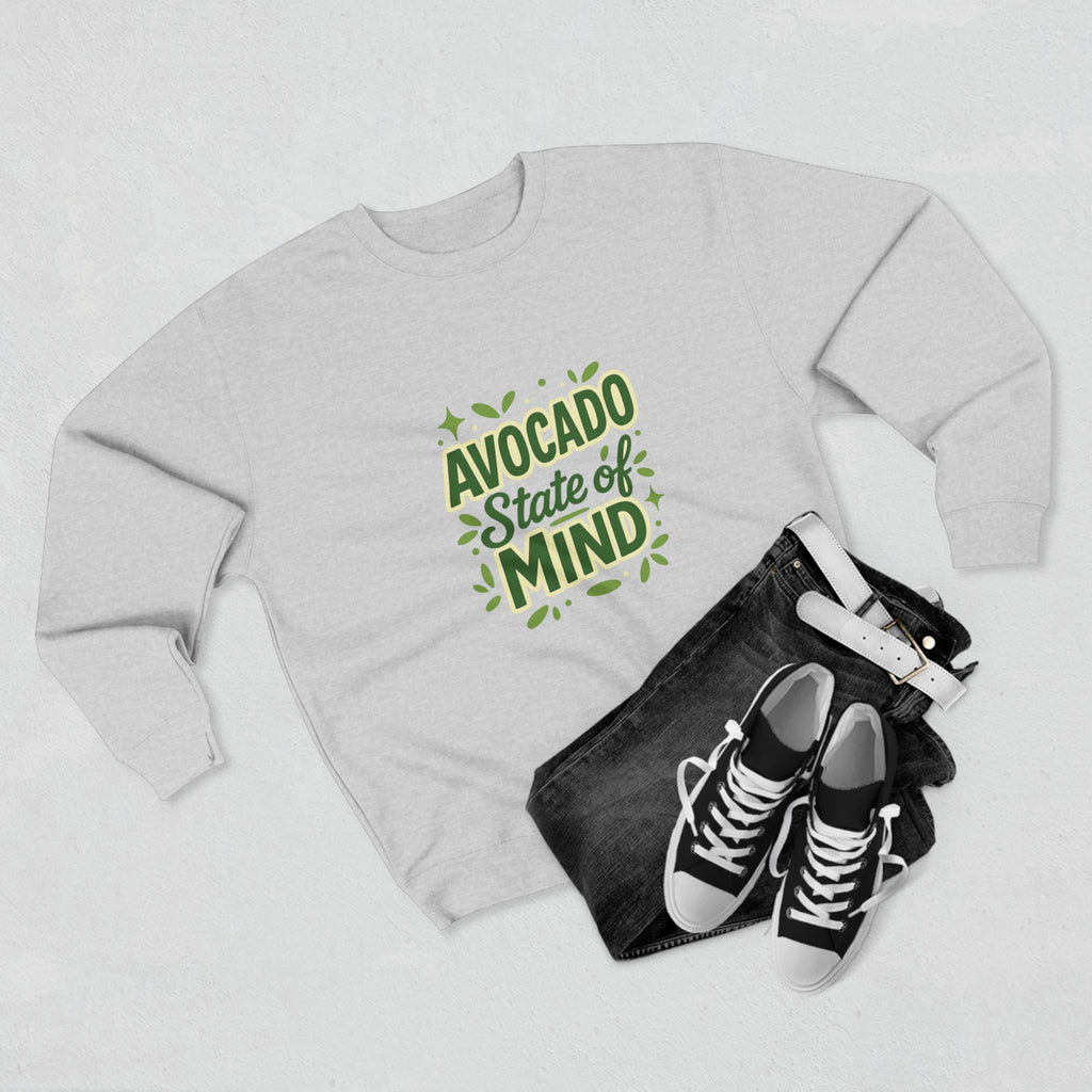 Avocado State of Mind Crewneck Sweatshirt, Cozy Unisex Sweatshirt, Gift for Avocado Lovers, Casual Style for Every Day, Eco-Friendly Fashion