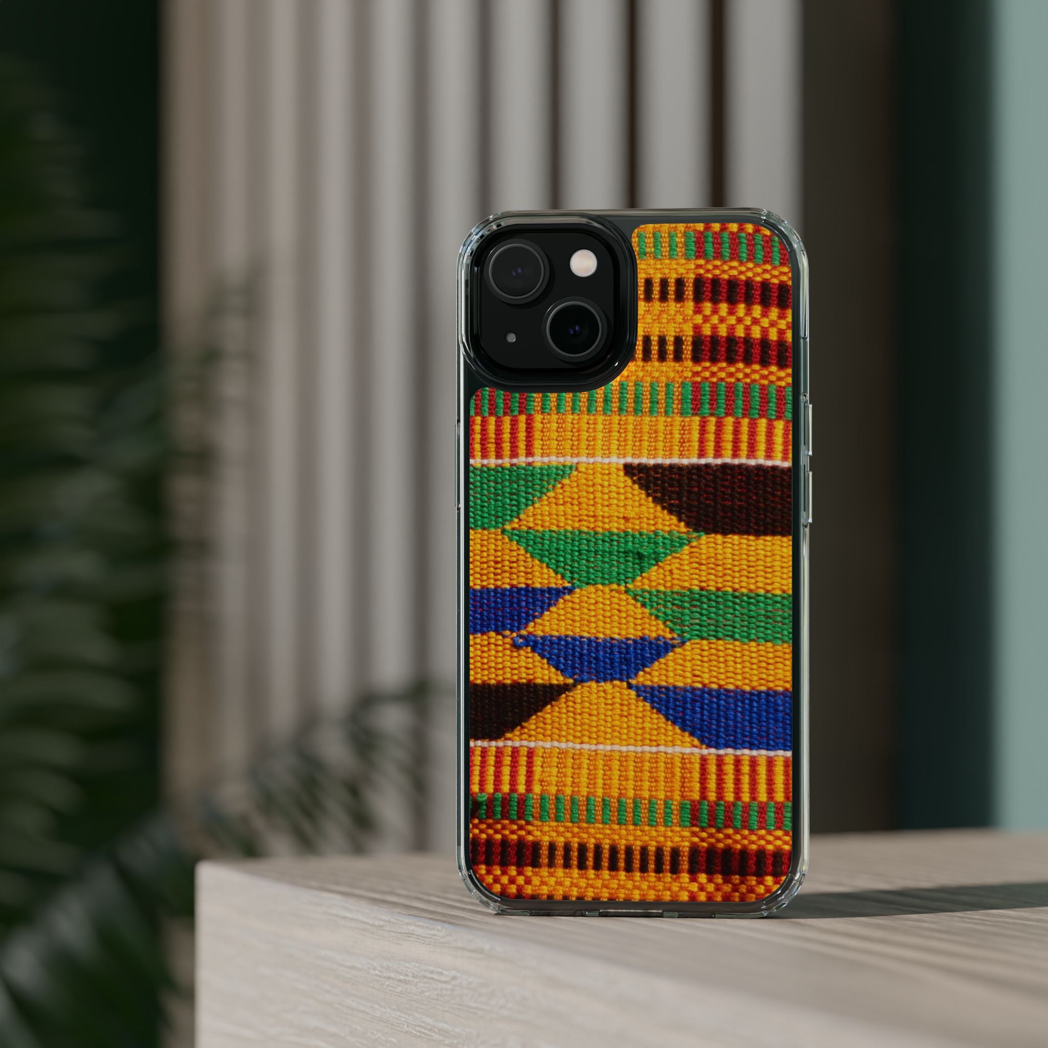 Kente Pattern Clear Impact-Resistant Phone Case
