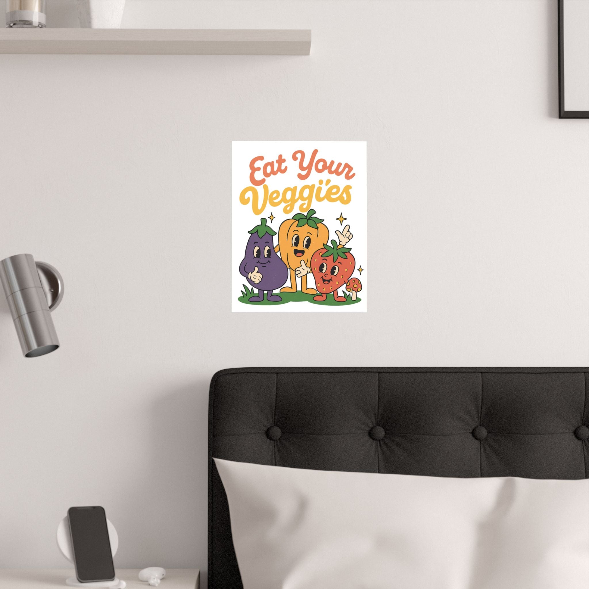 Eat Your Veggies Poster — Retro Cute Fruit & Veggie Wall Art