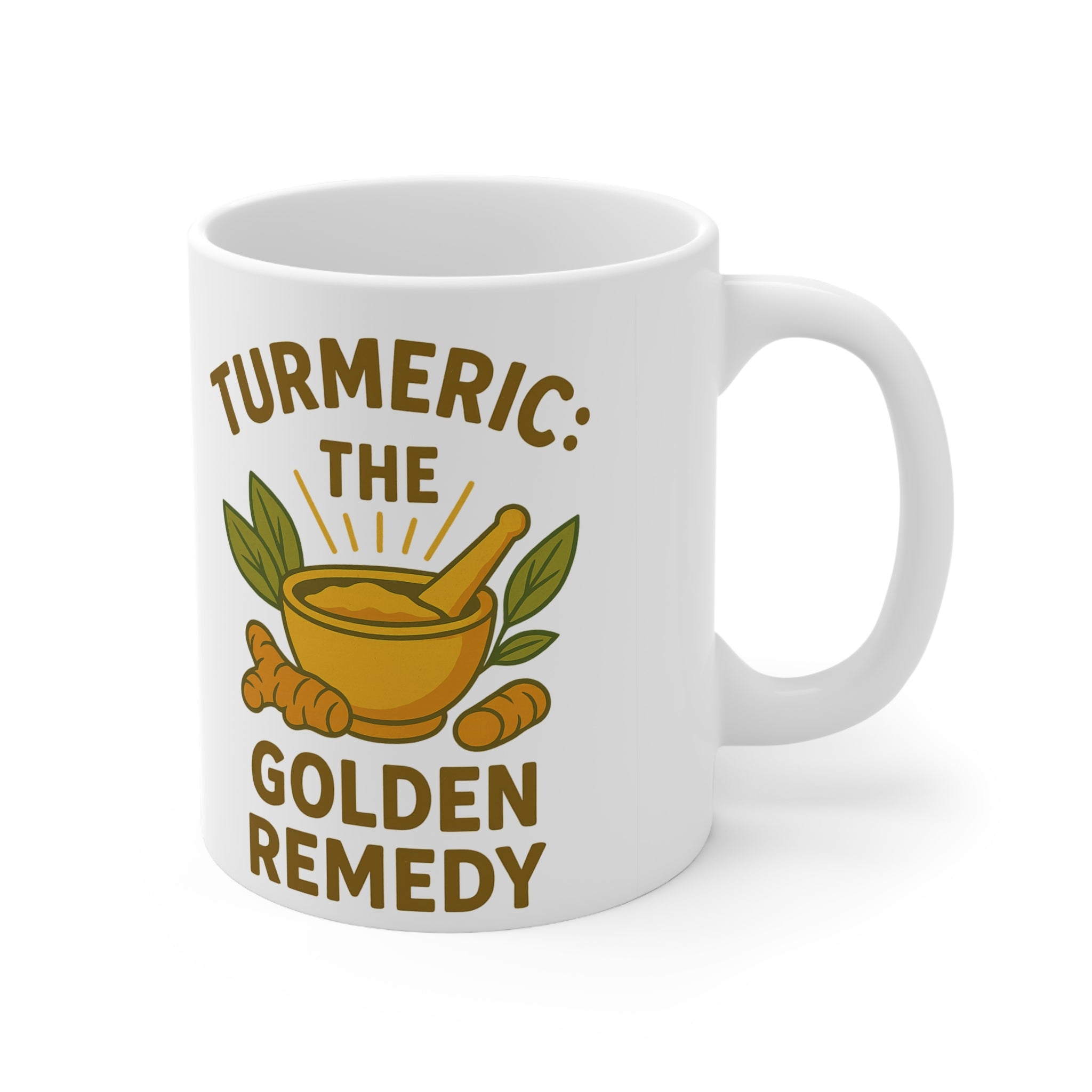 Turmeric Mug – "Turmeric: The Golden Remedy" Ceramic Coffee Cup, Herbal Wellness Gift