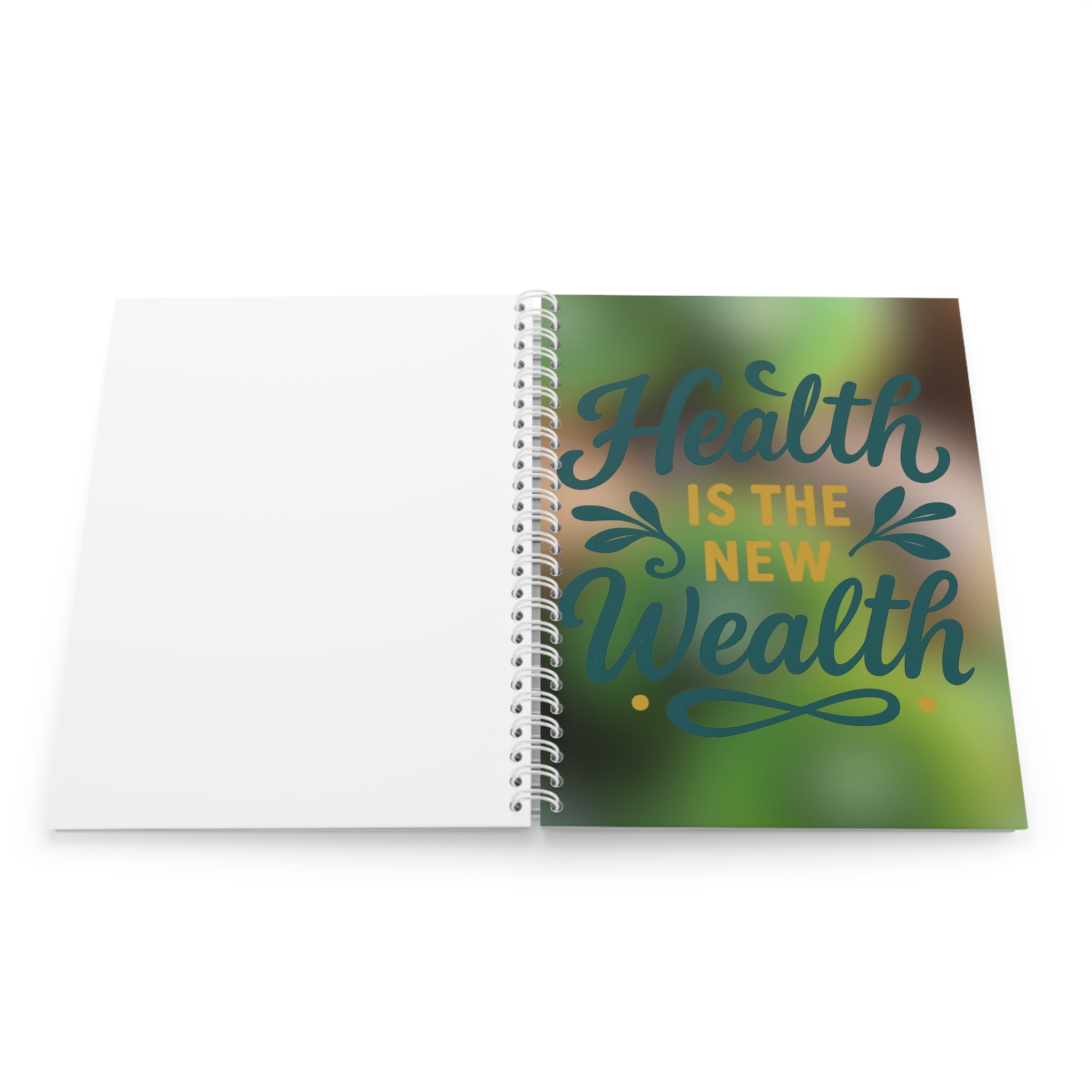 Health is the New Wealth Spiral Notebook, Motivational Journal, Wellness Planner, Gift for Health Enthusiasts, Self-Care Notebook