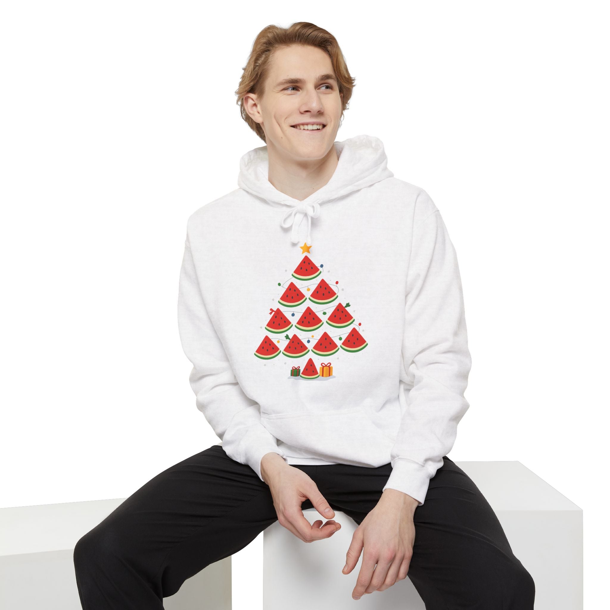 Watermelon Christmas Tree Hoodie — Festive Fruit Holiday Pullover