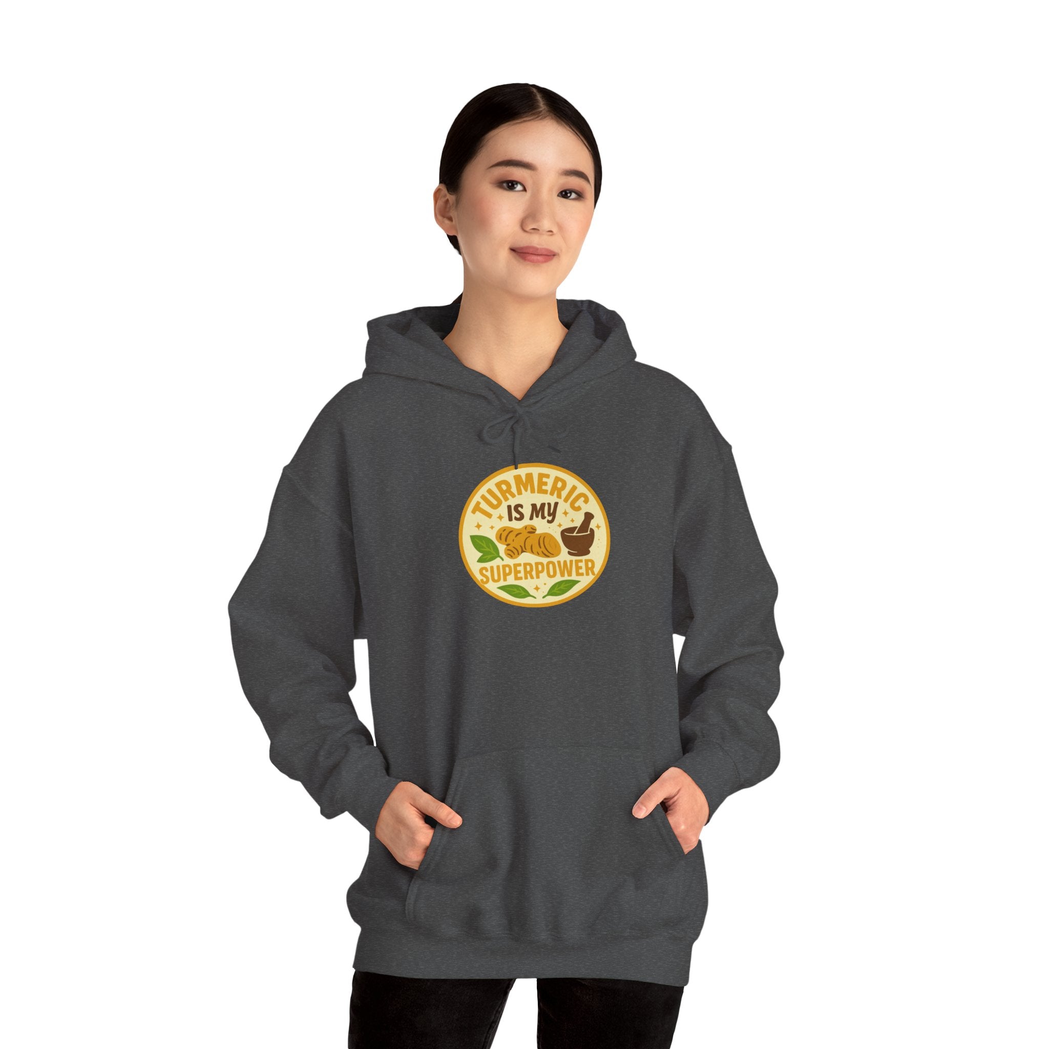 Turmeric Is My Superpower Sweatshirt | Unisex Heavy Blend Hoodie, Wellness Gift, Natural Living Apparel, Cozy Fashion, Healthy Lifestyle