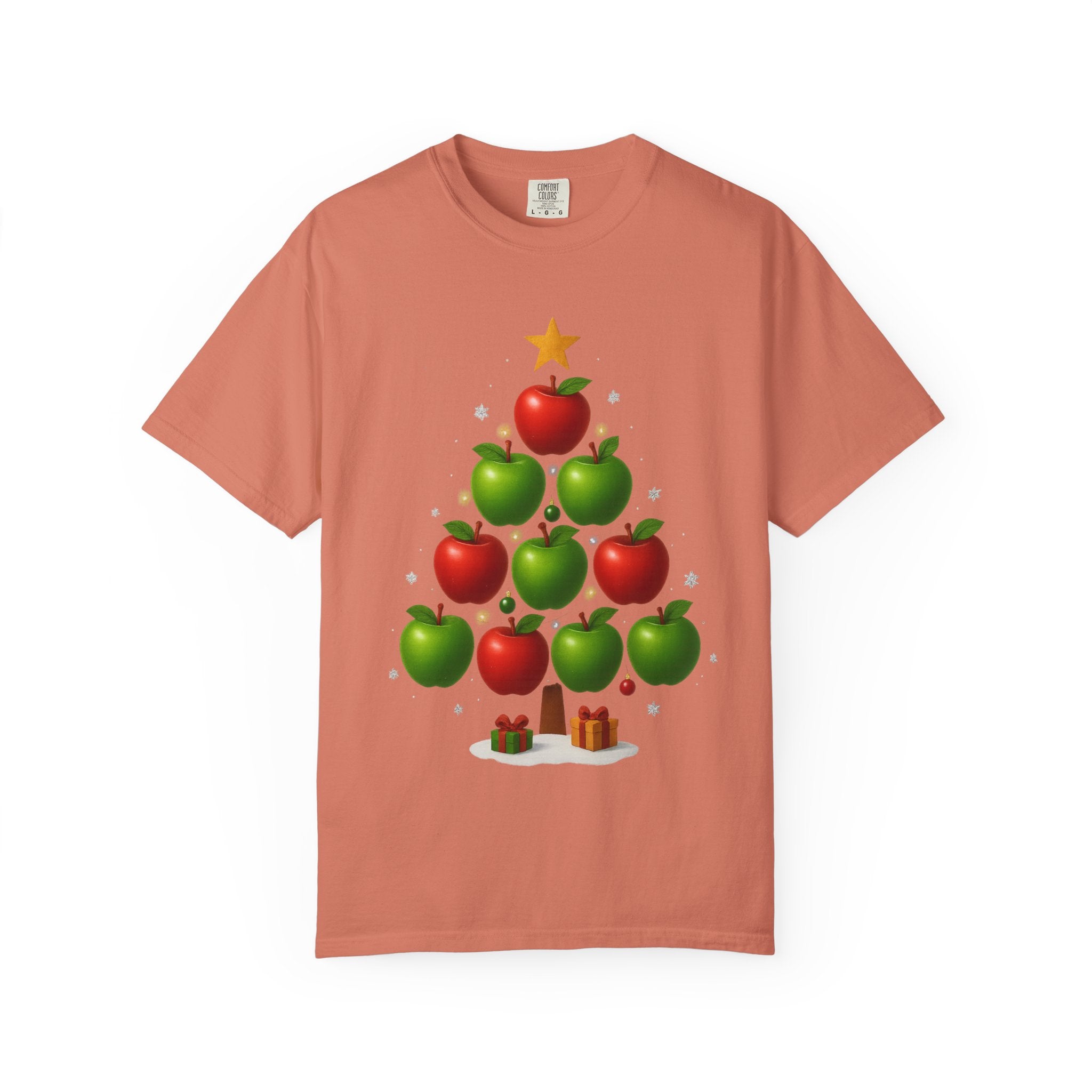 Apple Christmas Tree T-Shirt — Holiday Fruit Tree Graphic Tee