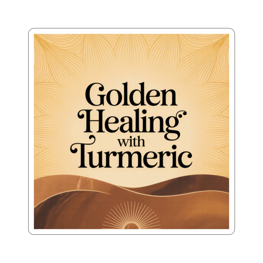 Golden Healing Turmeric Stickers | Wellness Decor, Laptop Stickers, Gift for Health Enthusiasts, Boho Aesthetic, Holistic Living
