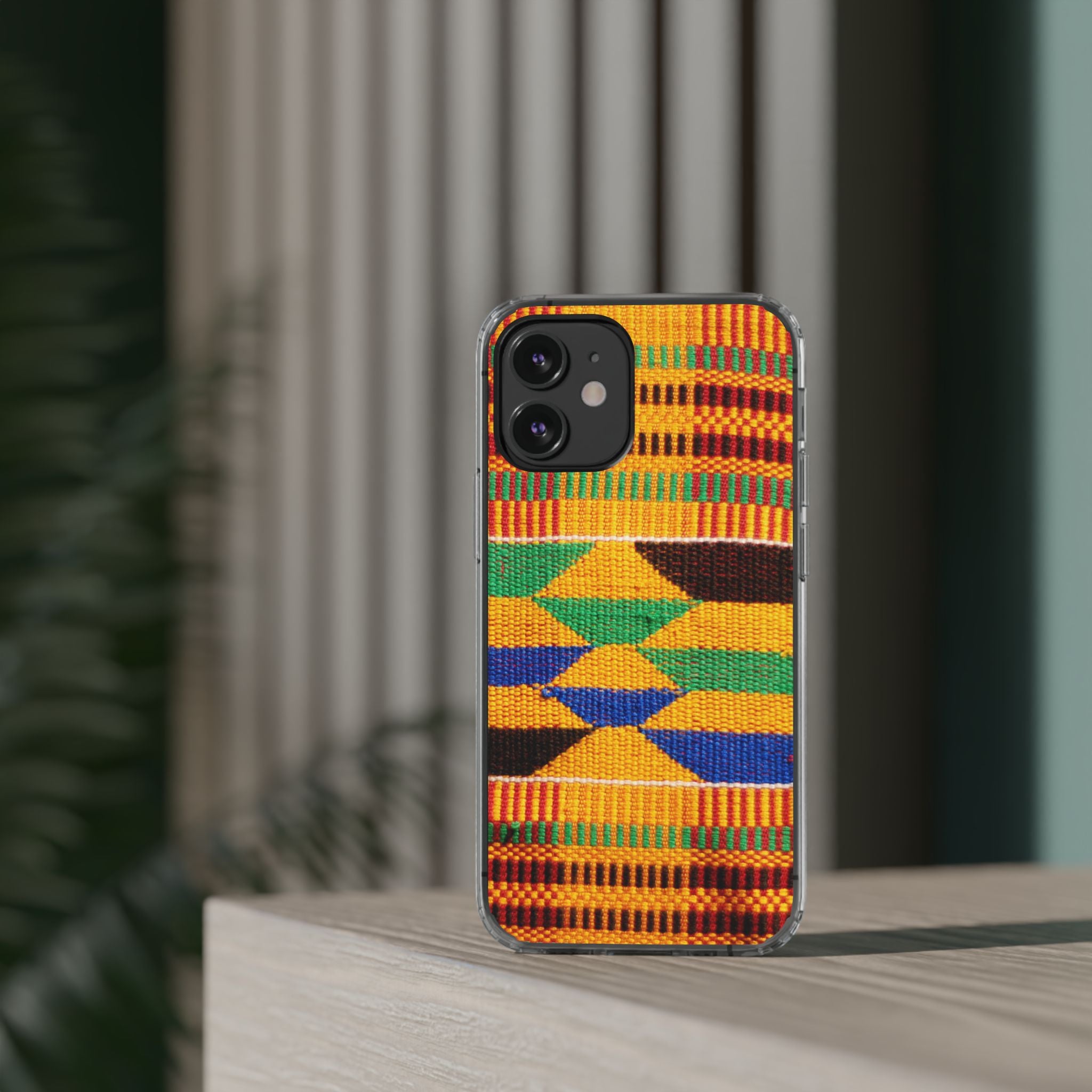 Kente Pattern Clear Impact-Resistant Phone Case