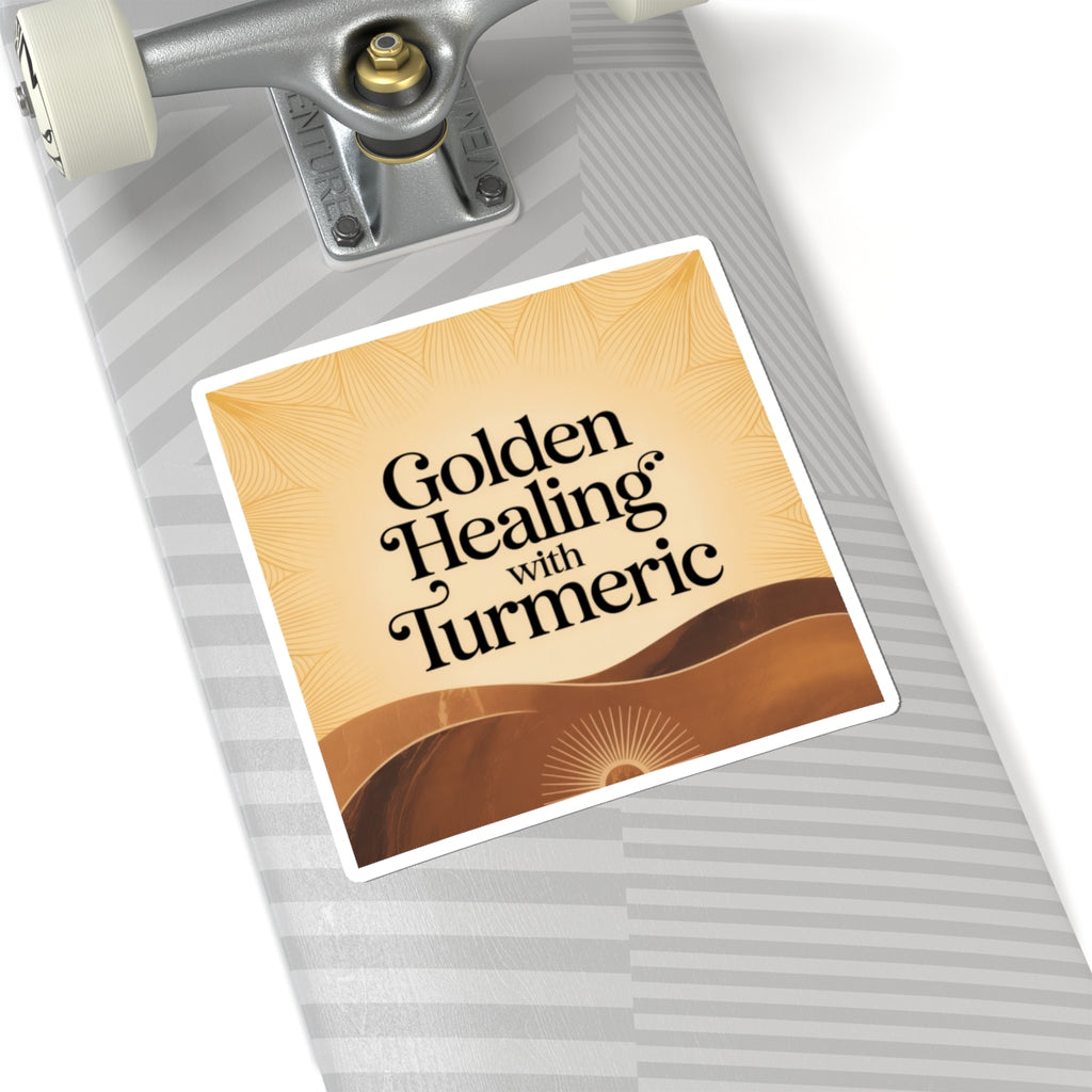 Golden Healing Turmeric Stickers | Wellness Decor, Laptop Stickers, Gift for Health Enthusiasts, Boho Aesthetic, Holistic Living
