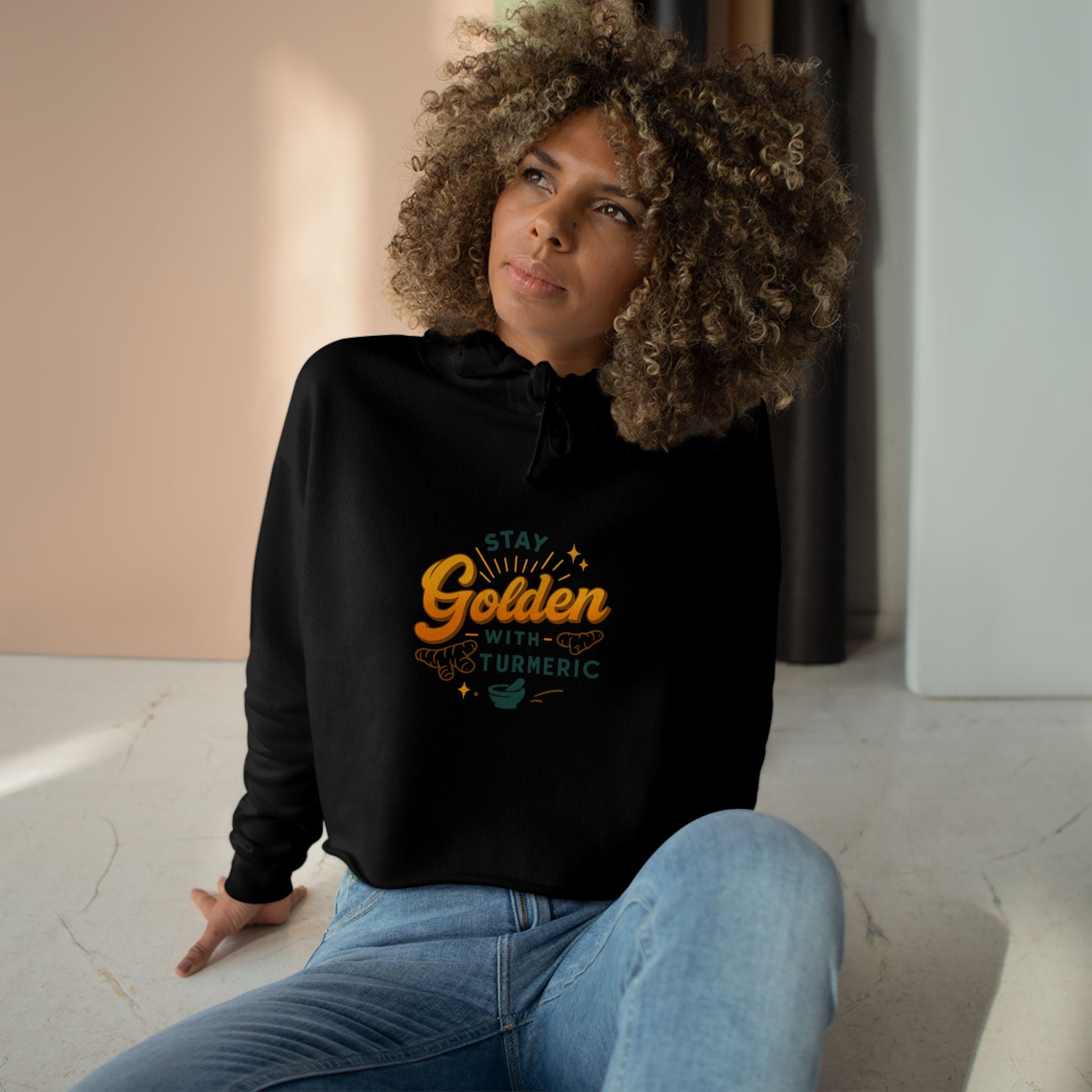 Stay Golden Crop Hoodie - Inspirational Gift for Health Enthusiasts, Trendy Activewear, Summer Fashion, Wellness Reminder, Gift for Friends