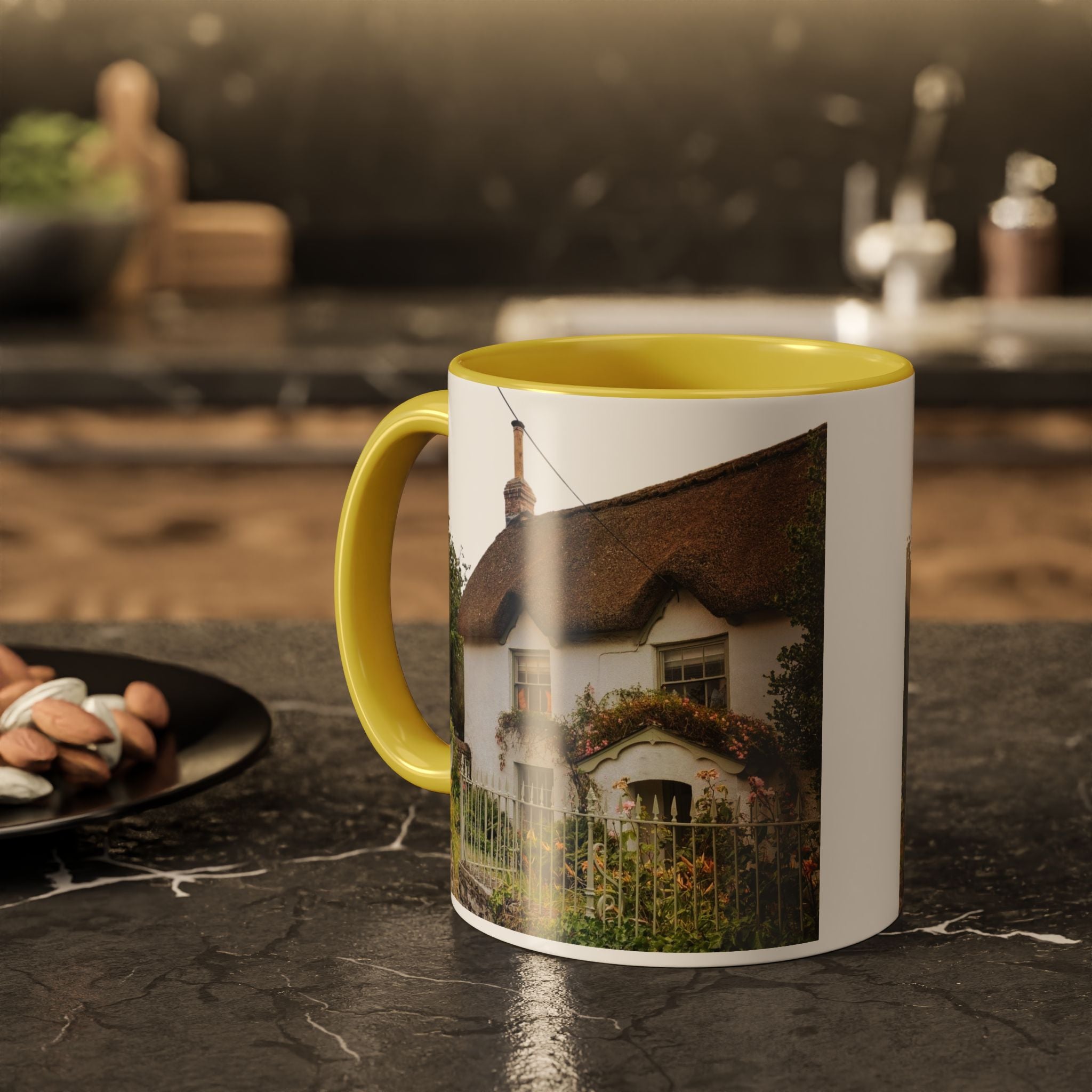 Thatched Cottage Photo Mug (11oz & 15oz) — Cozy English Cottage Scenic Coffee Cup
