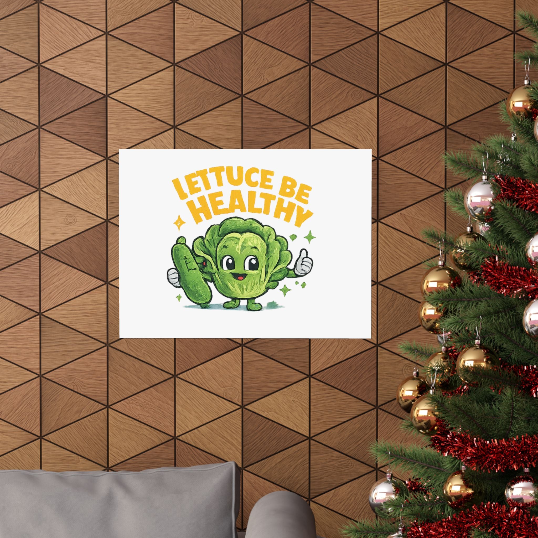 Lettuce Be Healthy Poster — Cute Veggie Wellness Wall Art