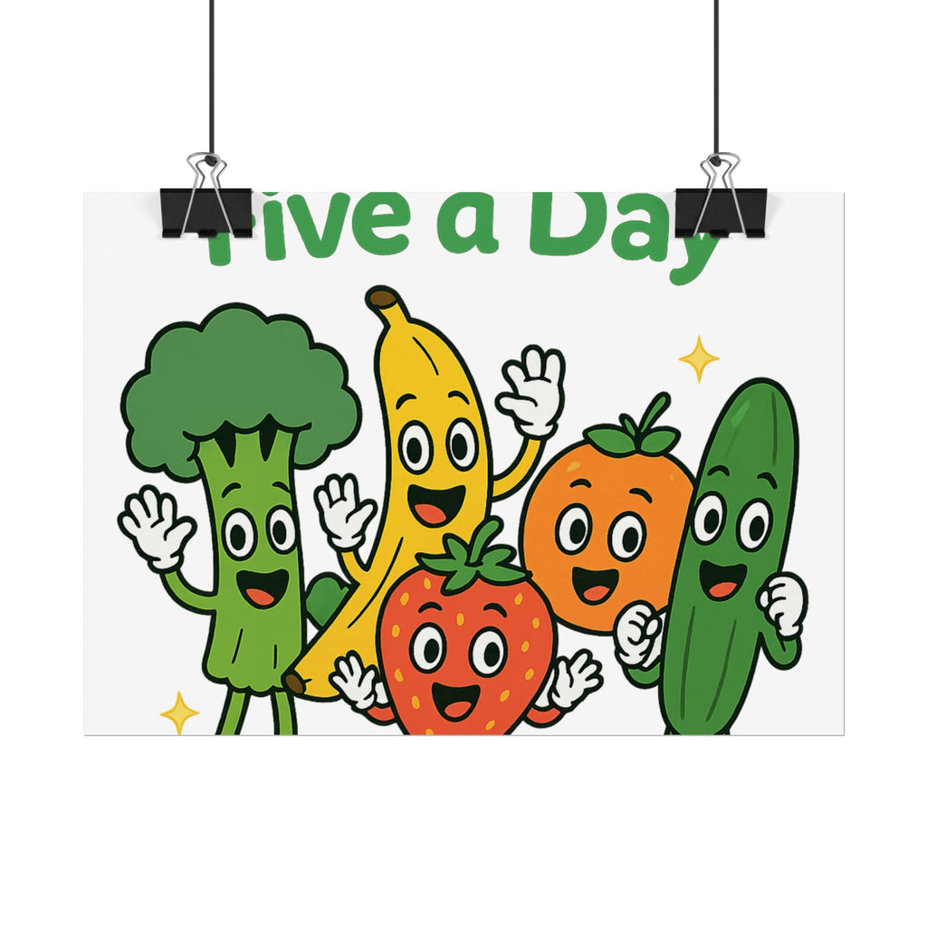 Rolled Poster — "Get Your Five a Day" Cute Fruit & Veggie Wall Art