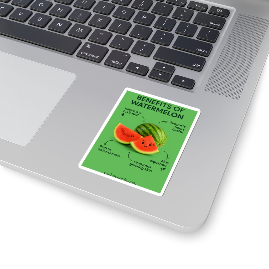 Watermelon Benefits Stickers | Cute Fruit Decor, Eco-Friendly Gifts, Laptop Stickers, Fruit Lover Gifts, Hydration Motivation
