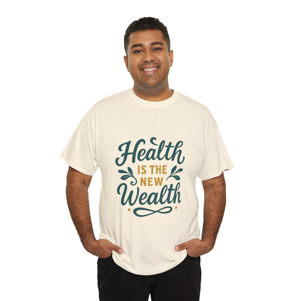Health is the New Wealth Unisex Heavy Cotton Tee, Motivational T-Shirt, Wellness Gift, Inspirational Apparel, Casual Wear
