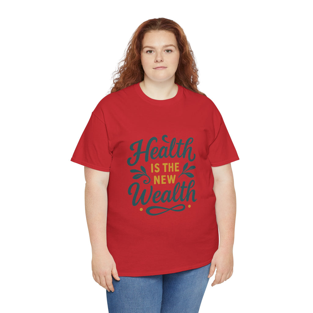 Health is the New Wealth Unisex Heavy Cotton Tee, Motivational T-Shirt, Wellness Gift, Inspirational Apparel, Casual Wear