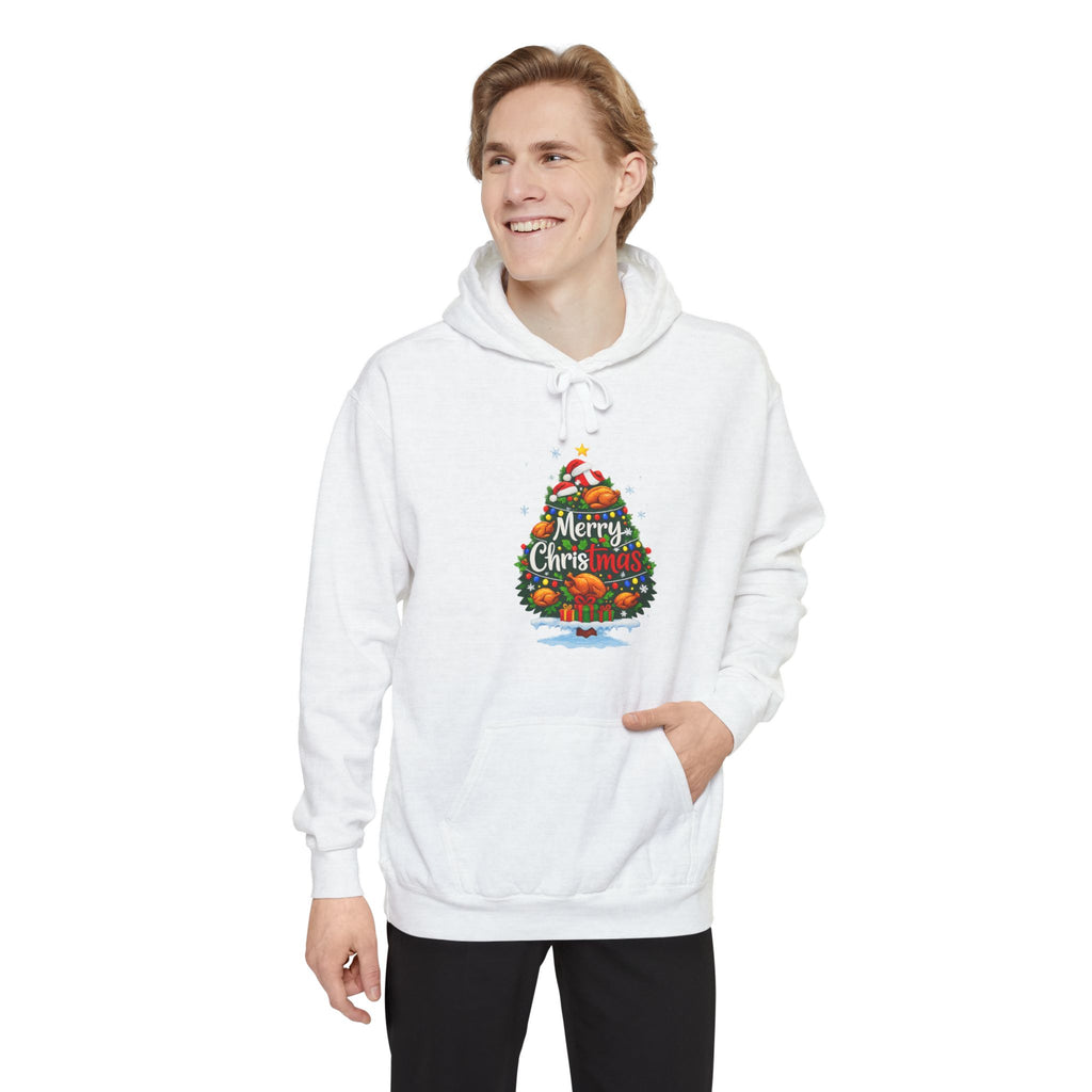 Christmas Tree Graphic Hoodie — "Merry Christmas" Holiday Sweatshirt