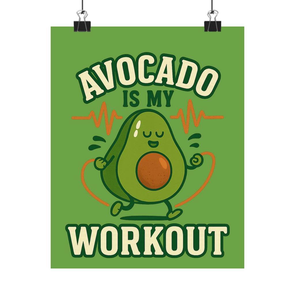 Avocado Workout Matte Vertical Poster, Funny Wall Art, Fitness Decor, Avocado Lover Gift, Gym Motivation, Quirky Home Decor