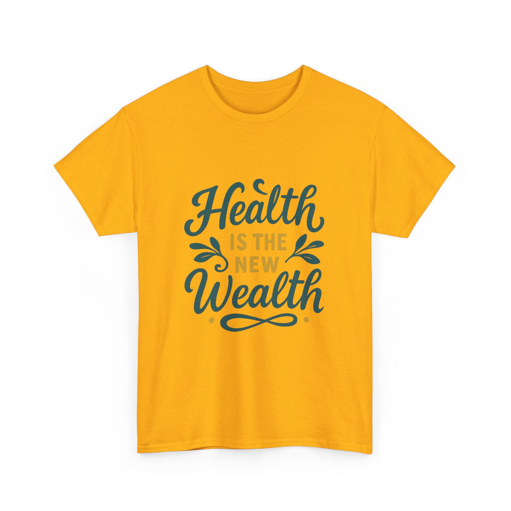 Health is the New Wealth Unisex Heavy Cotton Tee, Motivational Shirt, Wellness Apparel, Gift for Health Enthusiasts, Casual Wear