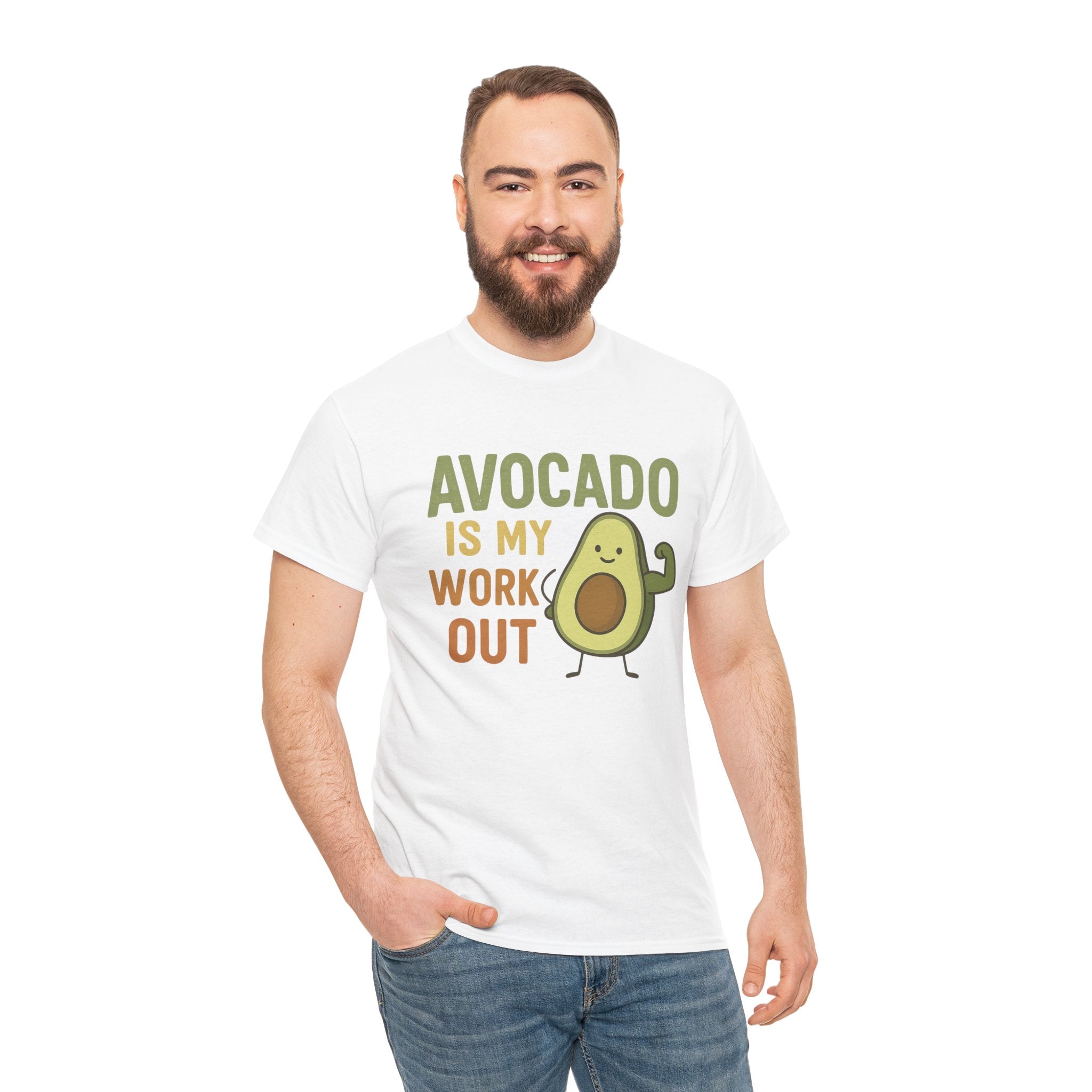 Avocado Workout Tee, Funny Fitness Shirt, Unisex Cotton Tee, Gift for Gym Lovers, Cute Food Humor Top