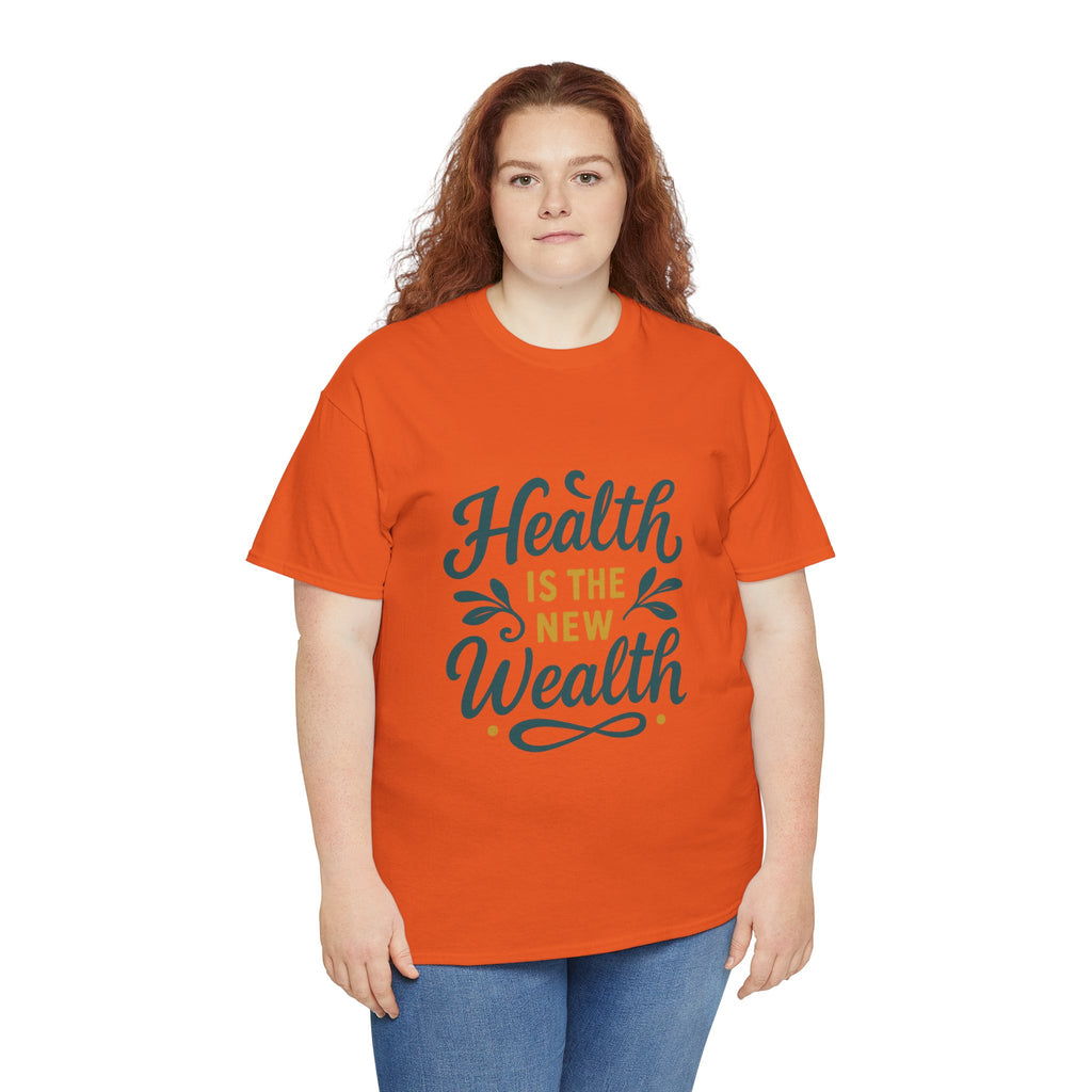 Health is the New Wealth Unisex Heavy Cotton Tee, Motivational T-Shirt, Wellness Gift, Inspirational Apparel, Casual Wear