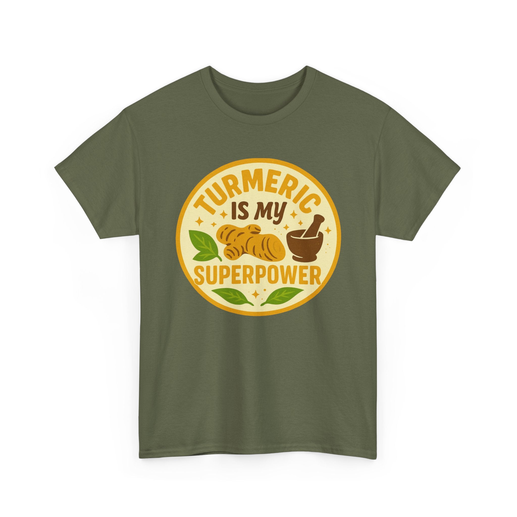 Turmeric Superpower Tee, Unisex Cotton T-Shirt, Health Enthusiast Gift, Herbal Tea Lover Shirt, Natural Wellness Apparel, Unique Gift Idea
