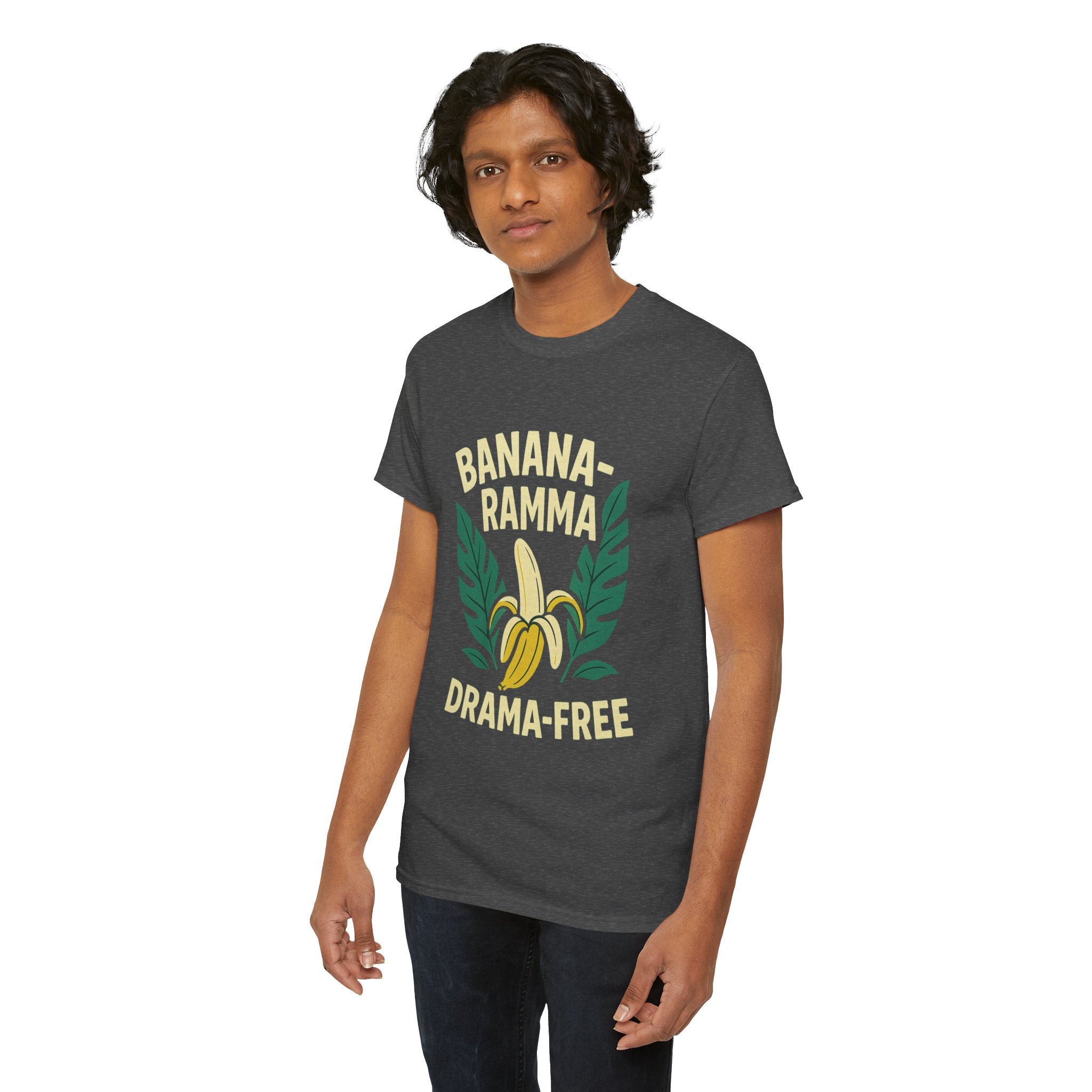 Banana-Ramma Drama-Free Unisex Heavy Cotton Tee, Fun Casual Shirt, Gift for Friends, Summer Vibes, Quirky Fashion Statement