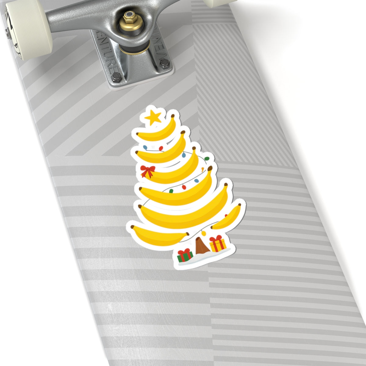 Banana Christmas Tree Kiss-Cut Sticker — Cute Holiday Laptop Decal
