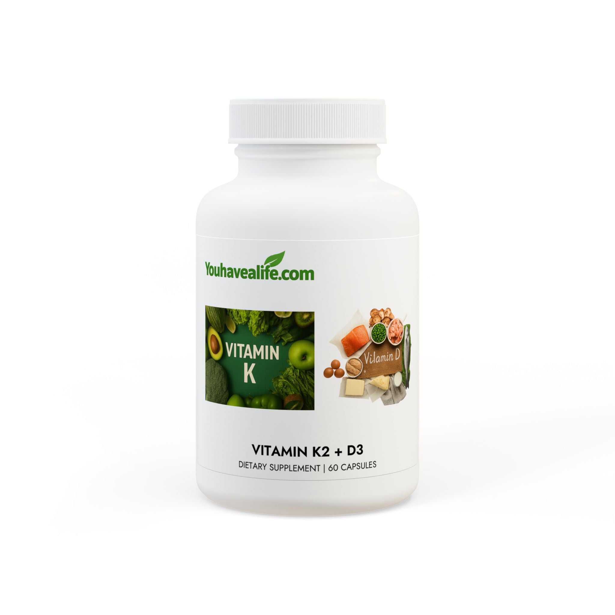 Vitamin K2 + D3 Supplement (60 Capsules)