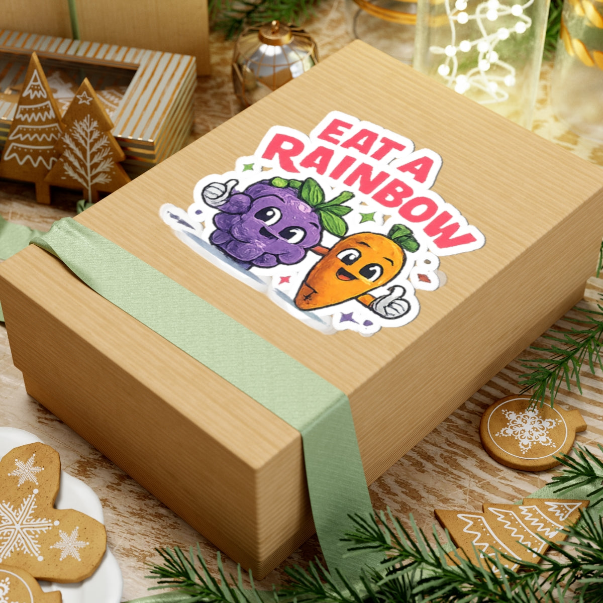 Sticker — "Eat a Rainbow" Cute Fruit & Veggie Kiss-Cut Sticker